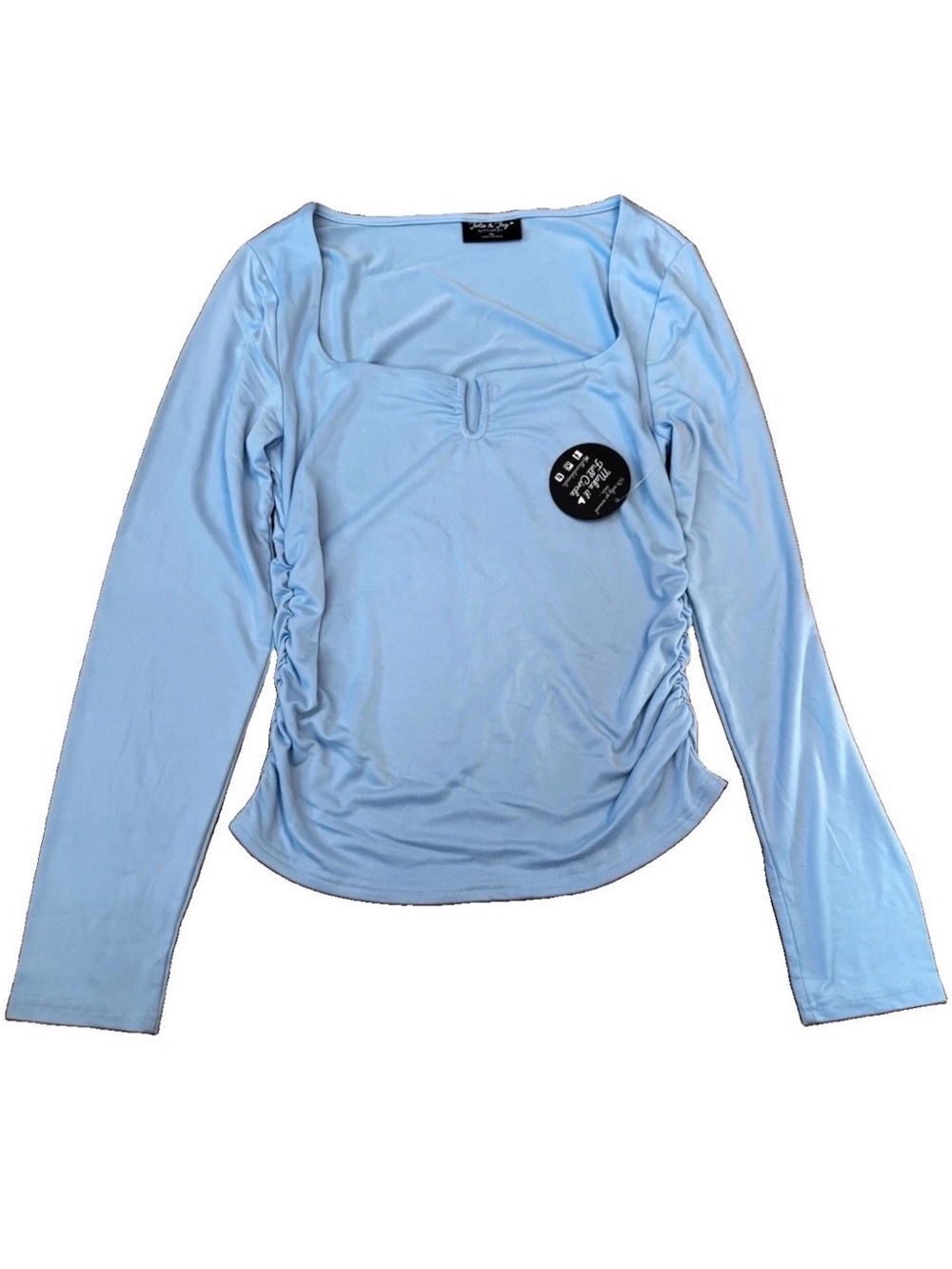 Jolie & Joy Women’s Ruched Long Sleeve Top - Blue - XL